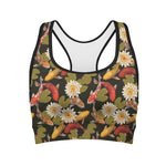 Koi Carp And Lotus Pattern Print Women's Sports Bra