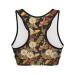 Koi Carp And Lotus Pattern Print Women's Sports Bra
