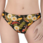 Koi Carp And Lotus Pattern Print Women's Thong