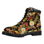 Koi Carp And Lotus Pattern Print Work Boots