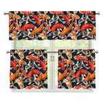 Koi Carp Pattern Print 3 Piece Kitchen Curtains