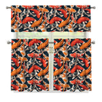 Koi Carp Pattern Print 3 Piece Kitchen Curtains