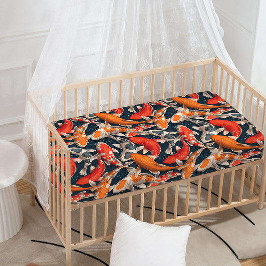 Koi Carp Pattern Print Baby Crib Sheet