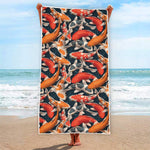 Koi Carp Pattern Print Beach Towel