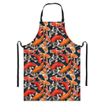 Koi Carp Pattern Print Bib Apron With Pocket