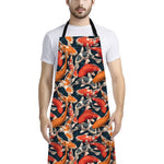 Koi Carp Pattern Print Bib Apron With Pocket