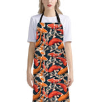 Koi Carp Pattern Print Bib Apron With Pocket