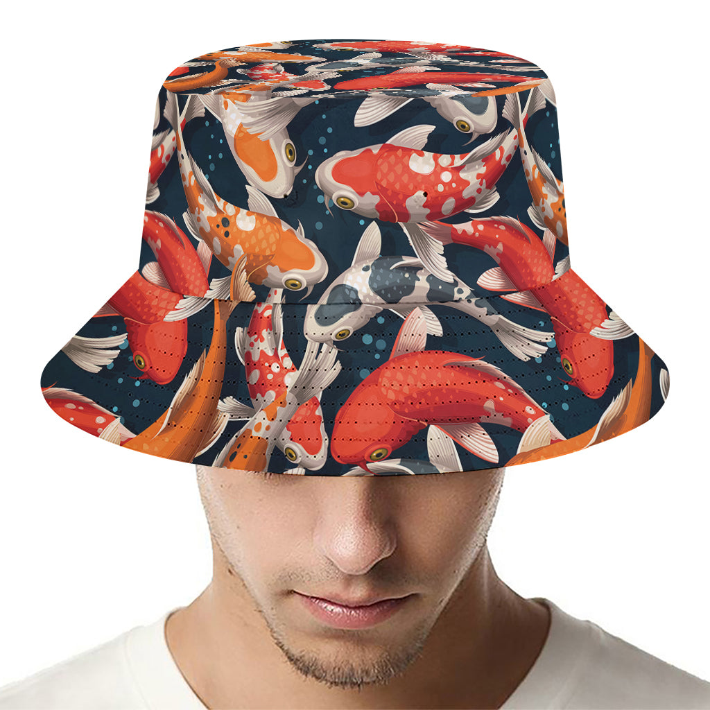 Koi Carp Pattern Print Bucket Hat