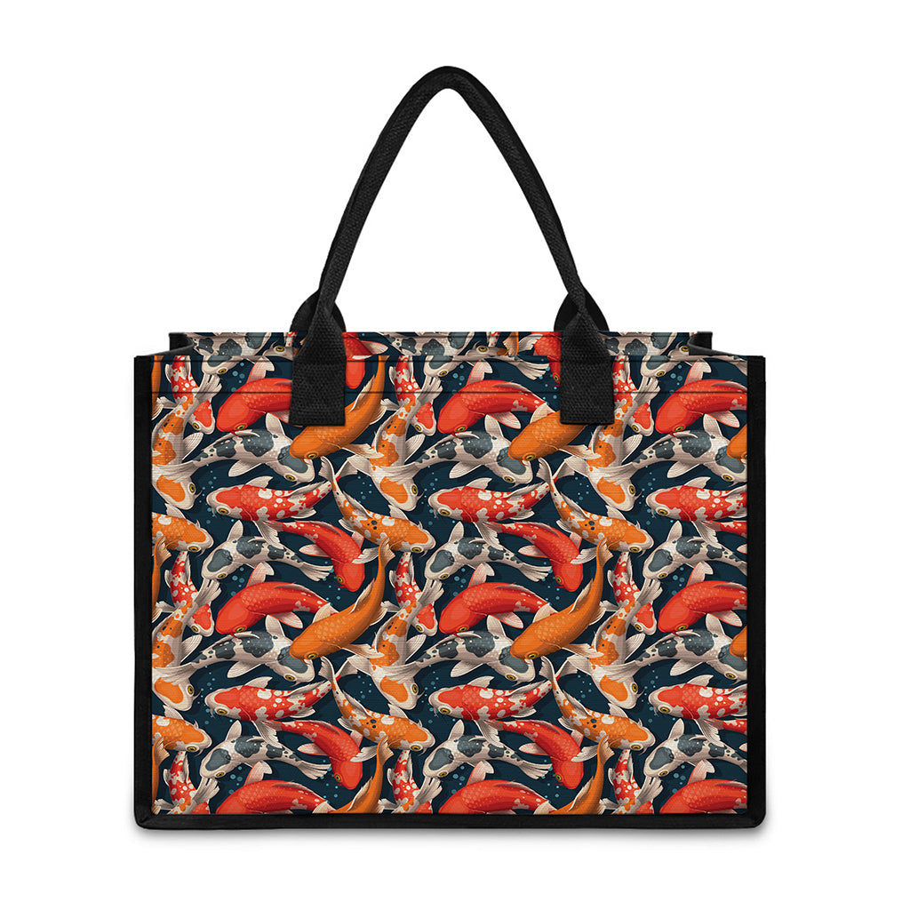 Koi Carp Pattern Print Canvas Tote Bag