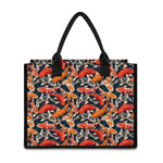 Koi Carp Pattern Print Canvas Tote Bag