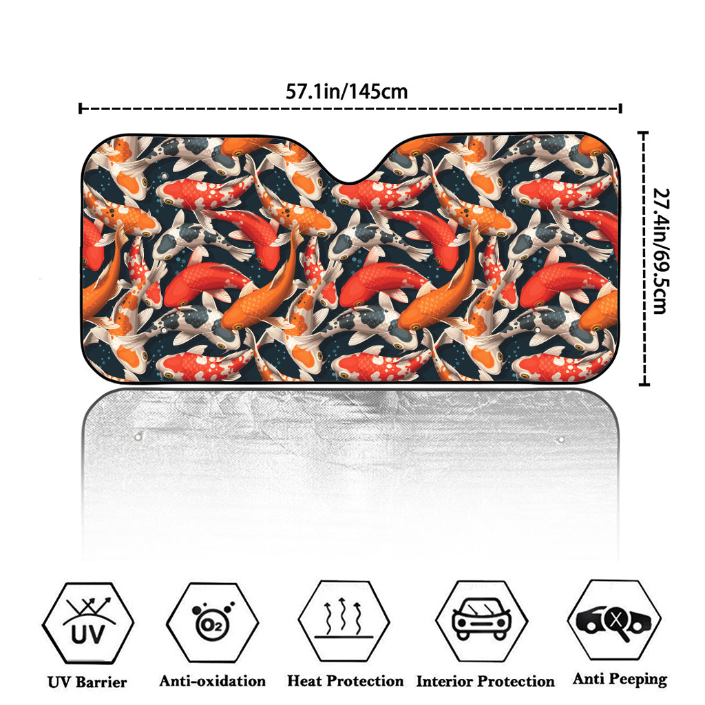 Koi Carp Pattern Print Car Windshield Sun Shade