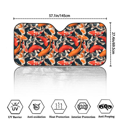 Koi Carp Pattern Print Car Windshield Sun Shade
