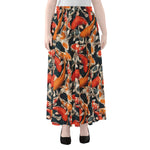 Koi Carp Pattern Print Chiffon Maxi Skirt