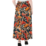 Koi Carp Pattern Print Chiffon Maxi Skirt