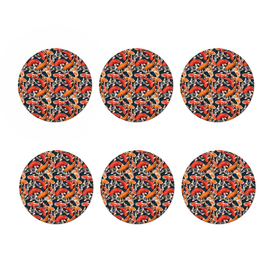 Koi Carp Pattern Print Coaster Set