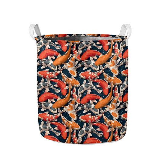 Koi Carp Pattern Print Collapsible Laundry Basket