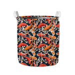 Koi Carp Pattern Print Collapsible Laundry Basket