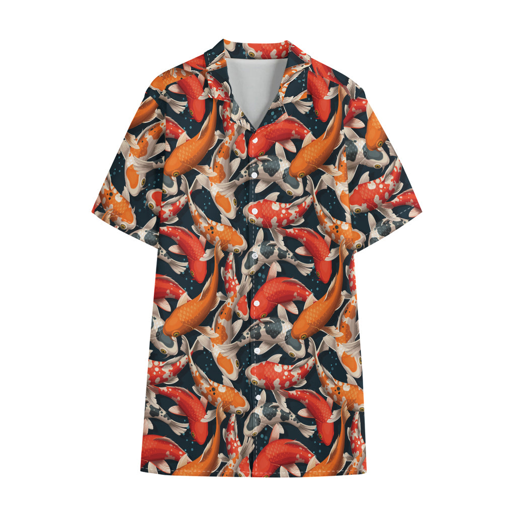 Koi Carp Pattern Print Cotton Hawaiian Shirt