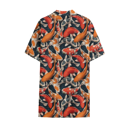 Koi Carp Pattern Print Cotton Hawaiian Shirt