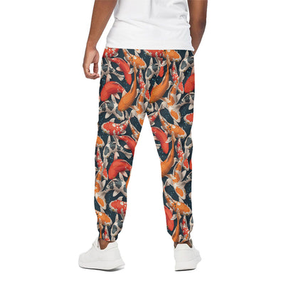 Koi Carp Pattern Print Cotton Pants