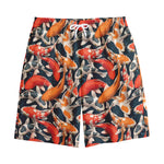 Koi Carp Pattern Print Cotton Shorts