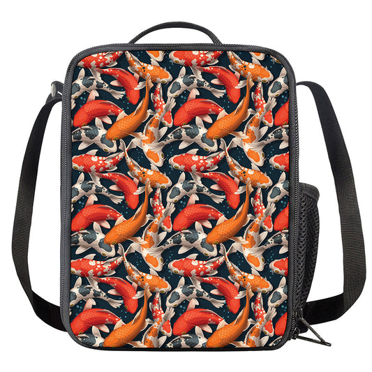 Koi Carp Pattern Print Crossbody Lunch Bag