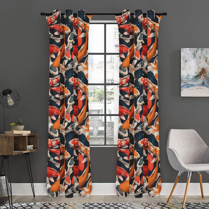 Koi Carp Pattern Print Curtain