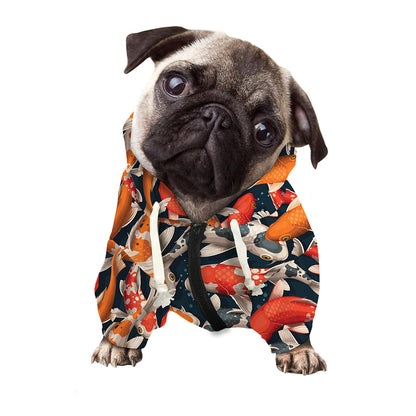 Koi Carp Pattern Print Dog Zip Up Hoodie