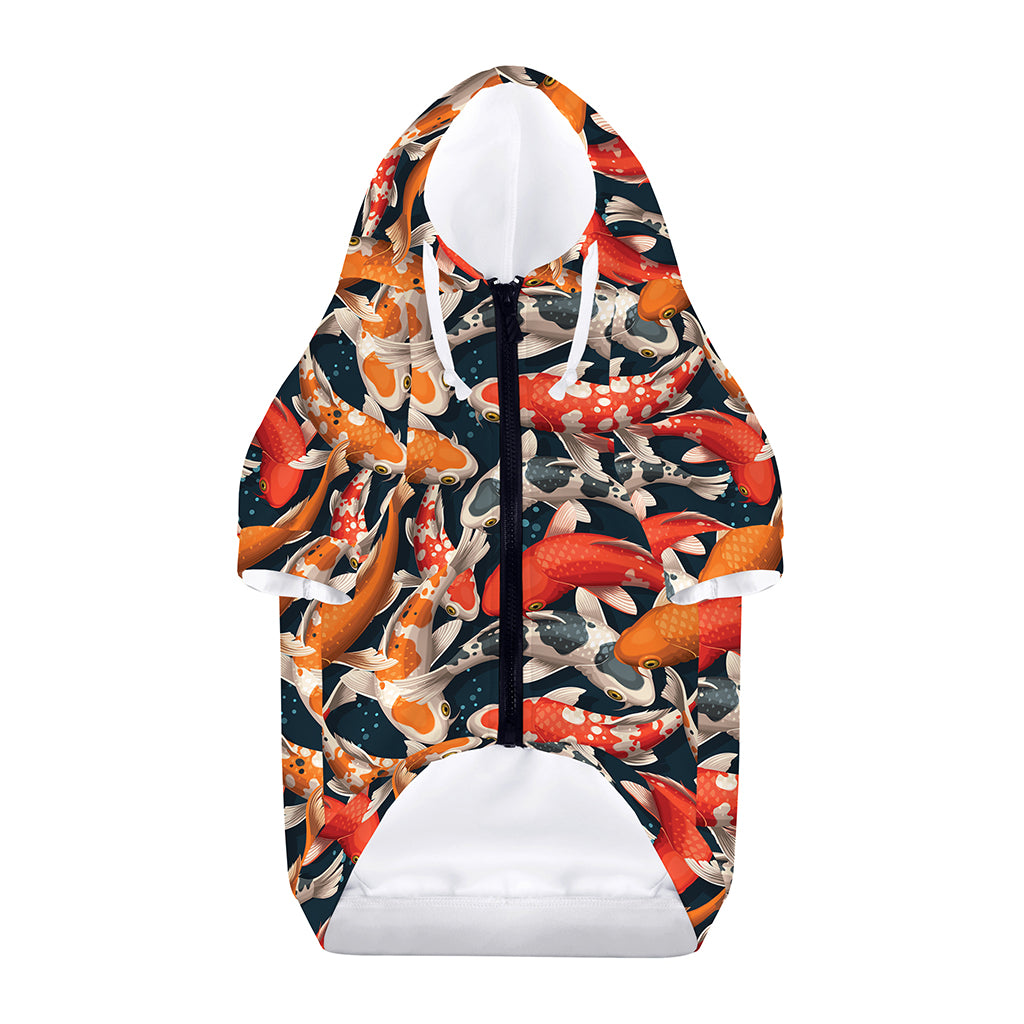 Koi Carp Pattern Print Dog Zip Up Hoodie
