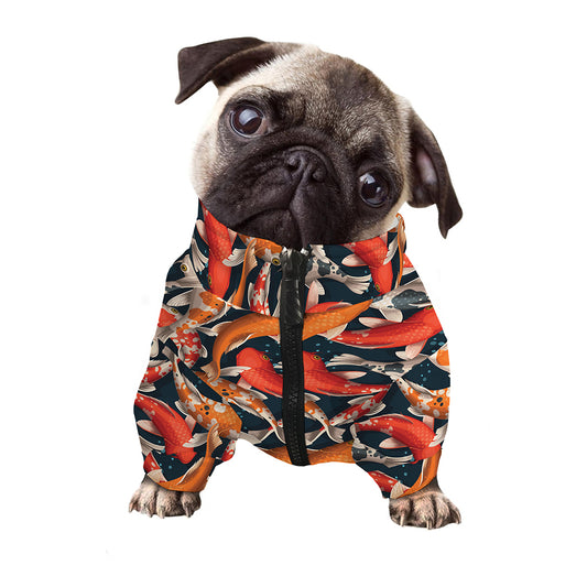 Koi Carp Pattern Print Dog Zip Up Jacket