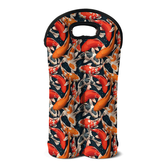 Koi Carp Pattern Print Double Neoprene Wine Tote
