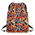 Koi Carp Pattern Print Drawstring Backpack