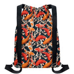 Koi Carp Pattern Print Drawstring Backpack