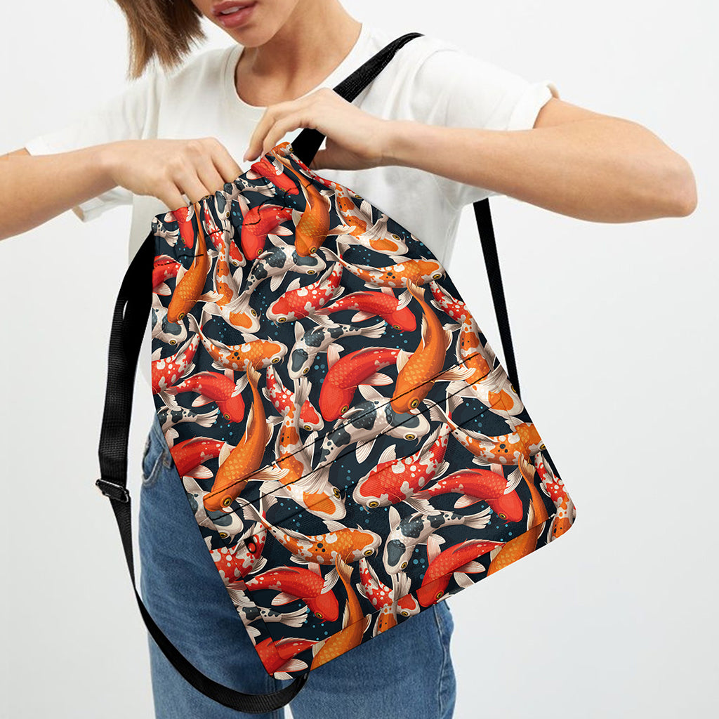Koi Carp Pattern Print Drawstring Backpack