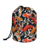 Koi Carp Pattern Print Drawstring Makeup Bag