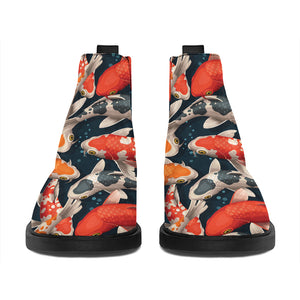 Koi Carp Pattern Print Flat Ankle Boots