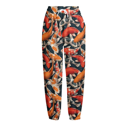Koi Carp Pattern Print Fleece Lined Knit Pants