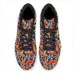 Koi Carp Pattern Print High Top Leather Sneakers
