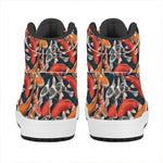 Koi Carp Pattern Print High Top Leather Sneakers