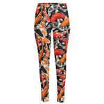 Koi Carp Pattern Print High-Waisted Pocket Leggings