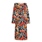 Koi Carp Pattern Print Hooded Bathrobe