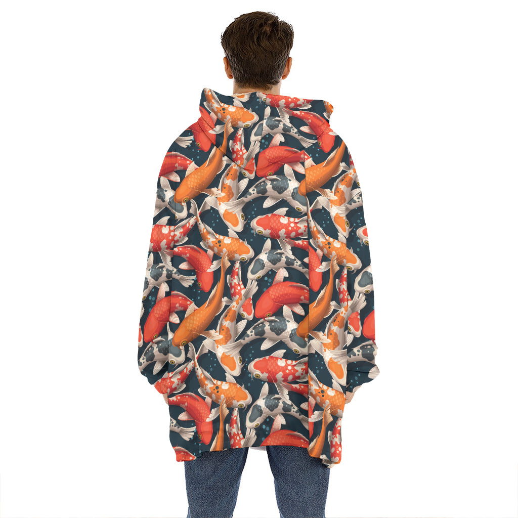 Koi Carp Pattern Print Hoodie Blanket