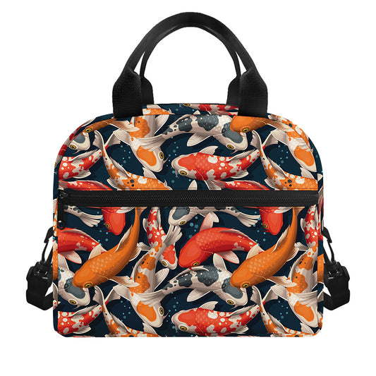Koi Carp Pattern Print Insulated Lunch Bag