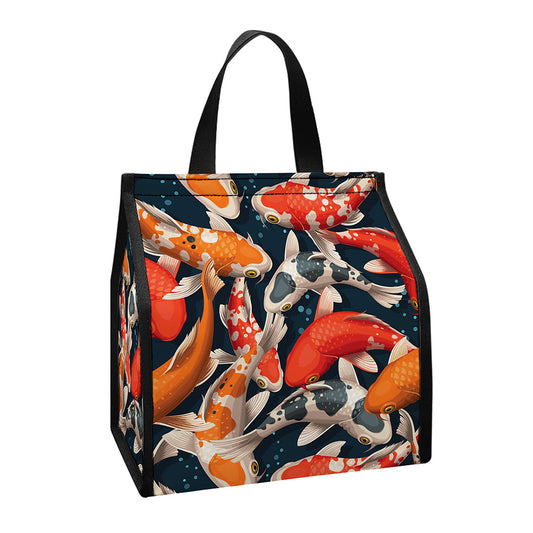 Koi Carp Pattern Print Insulated Lunch Tote