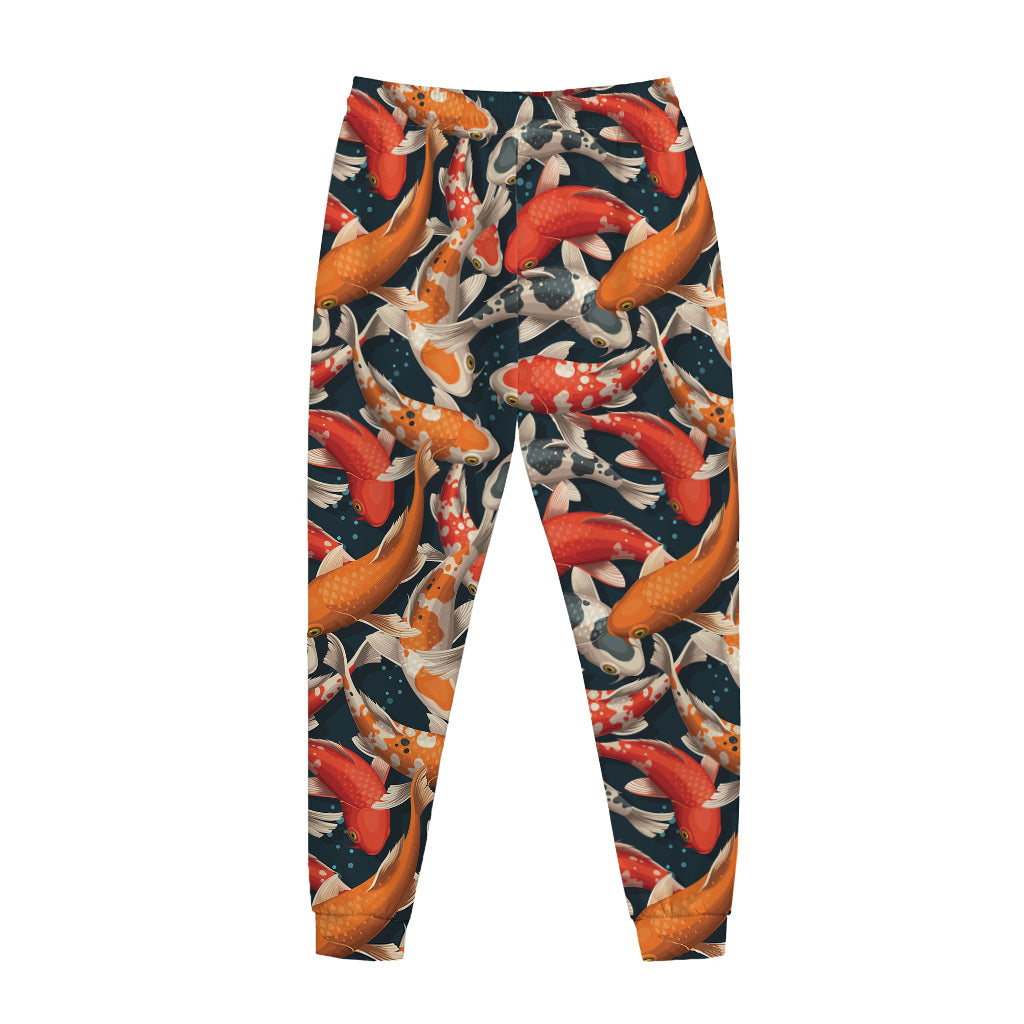 Koi Carp Pattern Print Jogger Pants