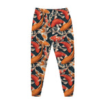 Koi Carp Pattern Print Jogger Pants