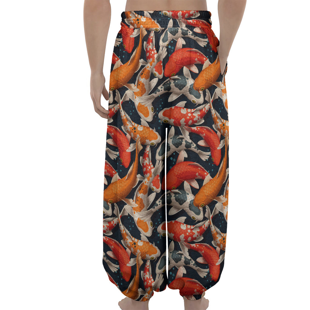 Koi Carp Pattern Print Lantern Pants