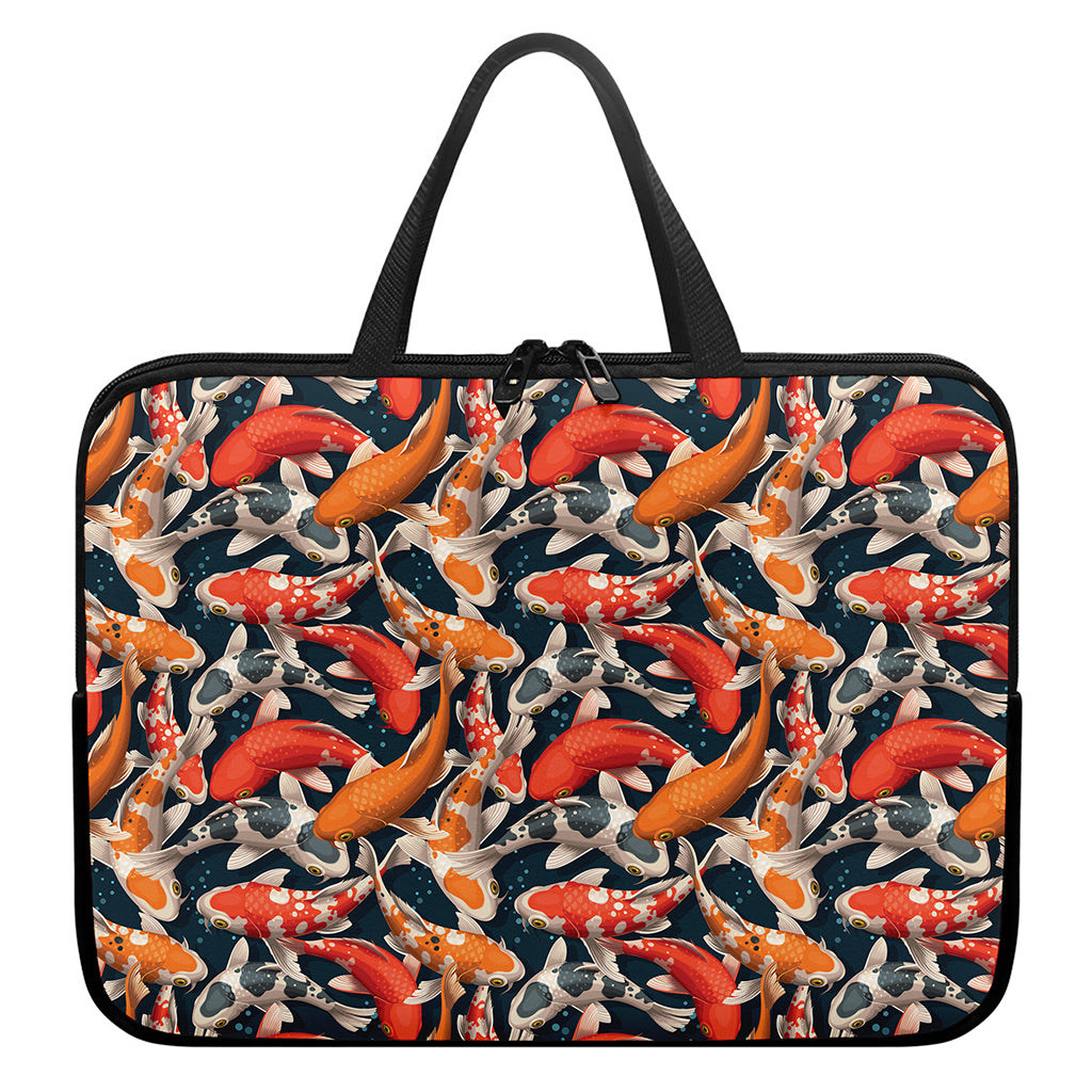 Koi Carp Pattern Print Laptop Sleeve With Handle