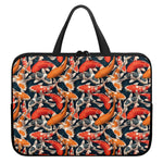 Koi Carp Pattern Print Laptop Sleeve With Handle