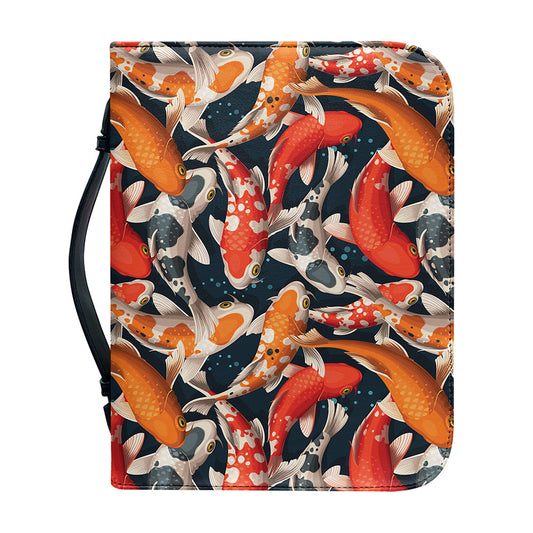 Koi Carp Pattern Print Leather Bible Cover